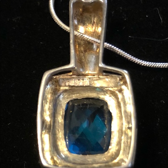 NIB Signed STS sterling silver ornate blue topaz necklace and earrings.S2 - Picture 9 of 9